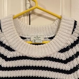 Kate Spade Aura Knit Sweater Navy Blue White M Medium